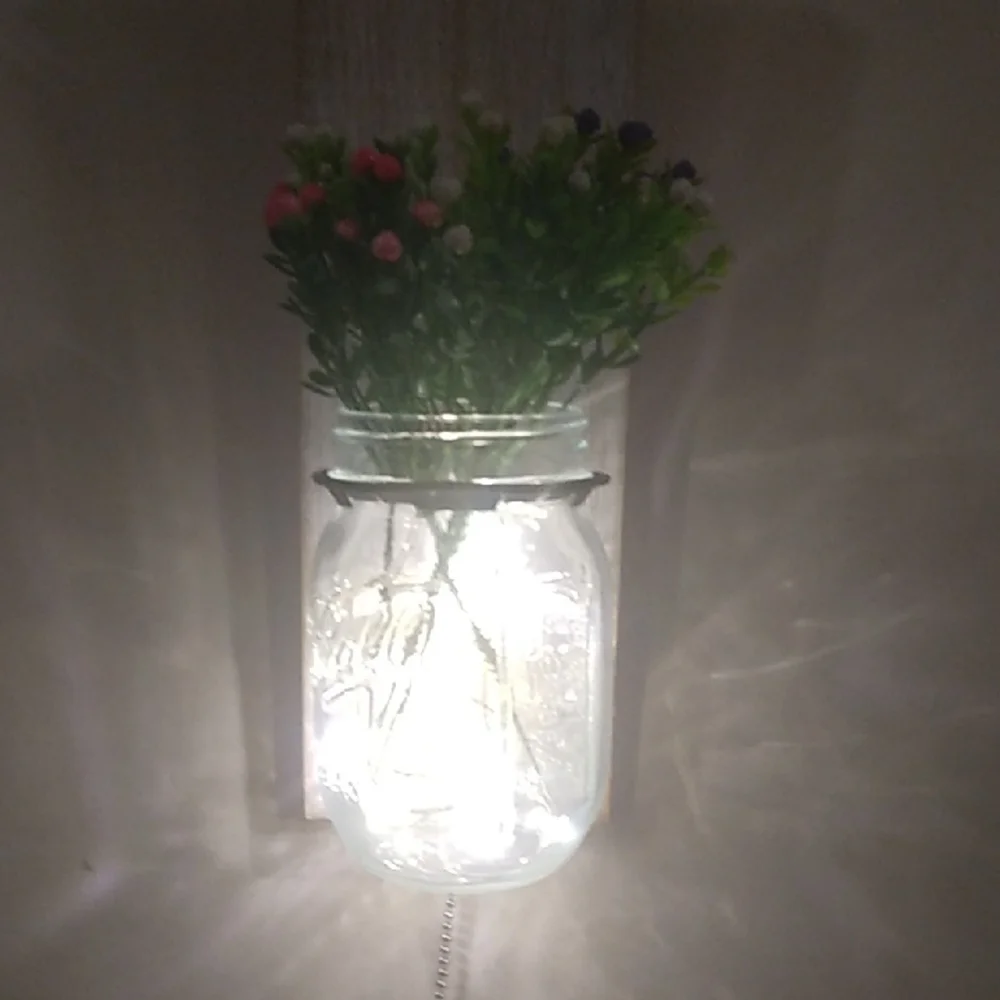 White Faux Floral Accents with Illuminated Glass Jars